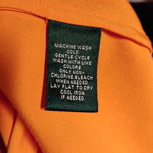 LAUREN Ralph Lauren Orange Viscose Shirt Dress Size 8 Button Front and Cuffs - Picture 9 of 10